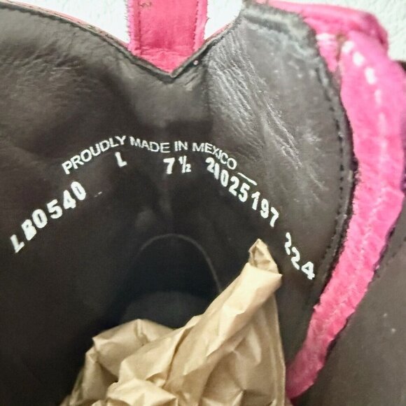 Lane COSSETTE Womens Cowboy Bootie 7.5 Pink Leather Western Short Ankle Boots - Picture 11 of 13